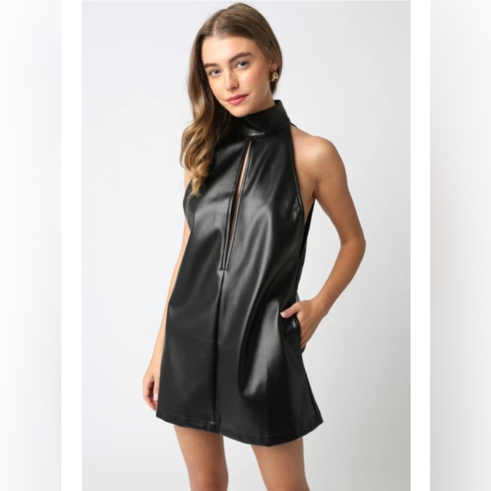 Black Faux Leather Kenley Dress